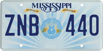 MS license plate ZNB440