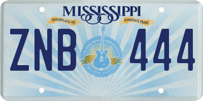 MS license plate ZNB444