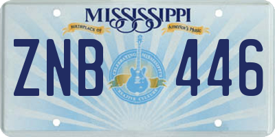 MS license plate ZNB446