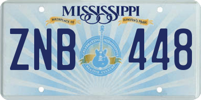 MS license plate ZNB448