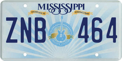 MS license plate ZNB464