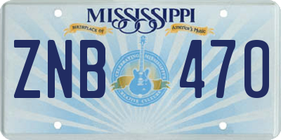MS license plate ZNB470