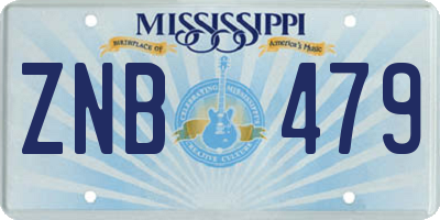 MS license plate ZNB479
