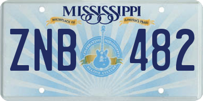 MS license plate ZNB482