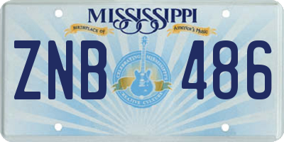 MS license plate ZNB486