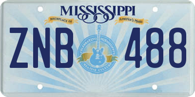 MS license plate ZNB488