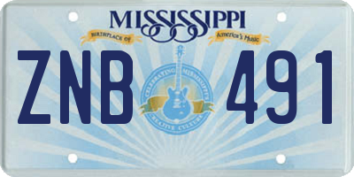 MS license plate ZNB491
