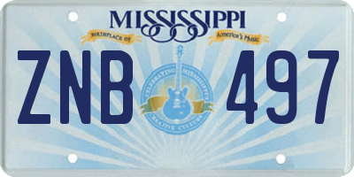MS license plate ZNB497