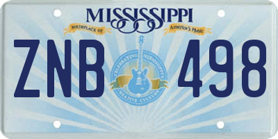 MS license plate ZNB498