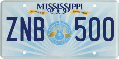 MS license plate ZNB500