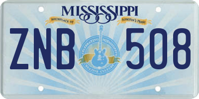 MS license plate ZNB508