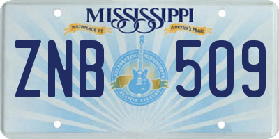 MS license plate ZNB509