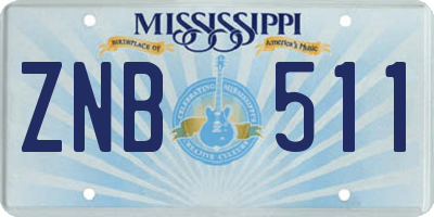 MS license plate ZNB511