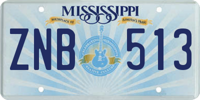 MS license plate ZNB513