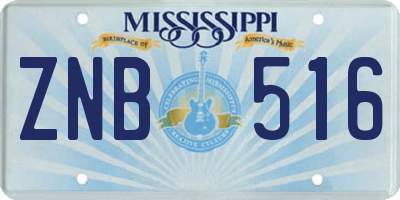 MS license plate ZNB516