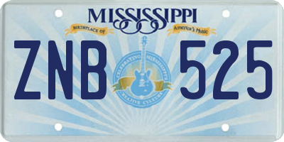 MS license plate ZNB525