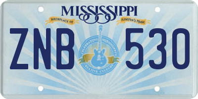 MS license plate ZNB530