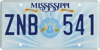 MS license plate ZNB541