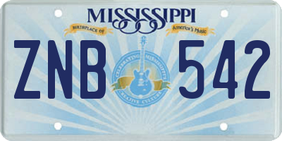 MS license plate ZNB542