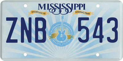 MS license plate ZNB543