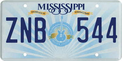 MS license plate ZNB544