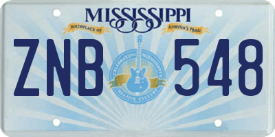 MS license plate ZNB548