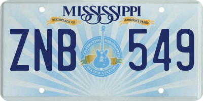 MS license plate ZNB549