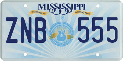 MS license plate ZNB555