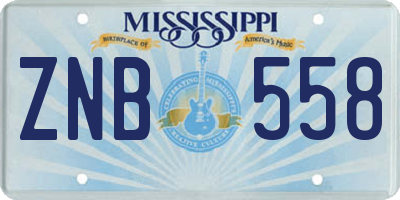 MS license plate ZNB558