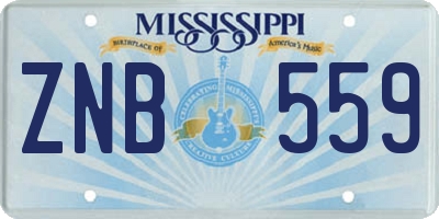 MS license plate ZNB559