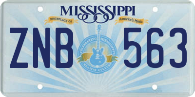 MS license plate ZNB563