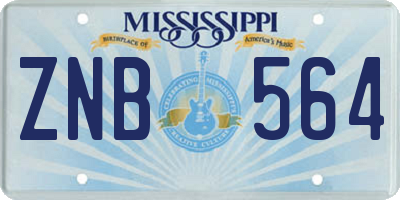 MS license plate ZNB564