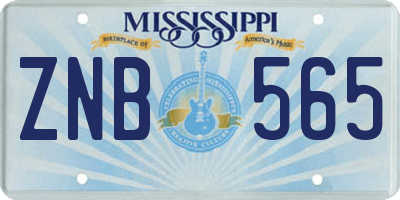 MS license plate ZNB565