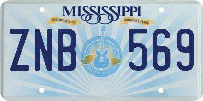 MS license plate ZNB569
