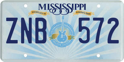 MS license plate ZNB572