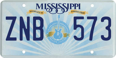 MS license plate ZNB573