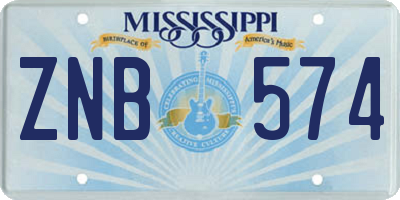 MS license plate ZNB574
