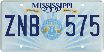 MS license plate ZNB575
