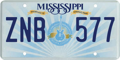 MS license plate ZNB577