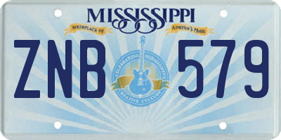 MS license plate ZNB579