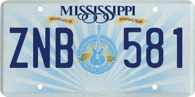MS license plate ZNB581