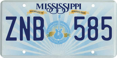 MS license plate ZNB585