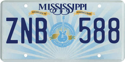 MS license plate ZNB588