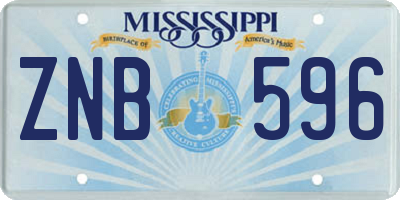 MS license plate ZNB596