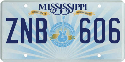 MS license plate ZNB606