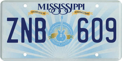MS license plate ZNB609