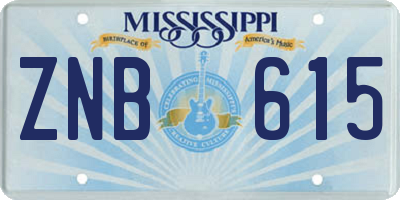 MS license plate ZNB615