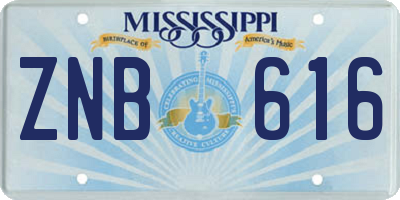 MS license plate ZNB616