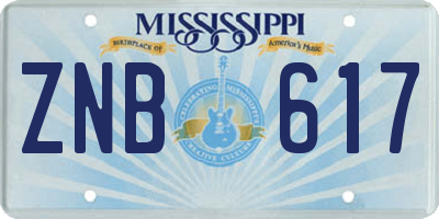 MS license plate ZNB617