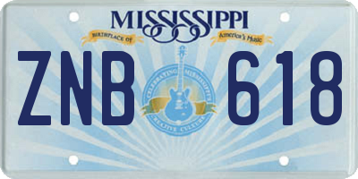 MS license plate ZNB618